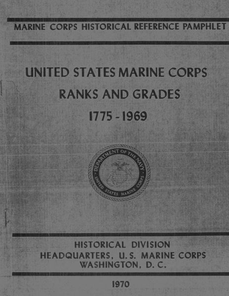 Cover for Bernard C Nalty · United States Marine Corps Ranks and Grades, 1775-1969 (Paperback Book) (2014)