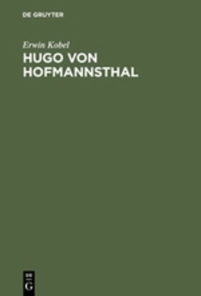 Cover for E. Kobel · Hugo von Hofmannsthal (Book) [German edition] (1970)