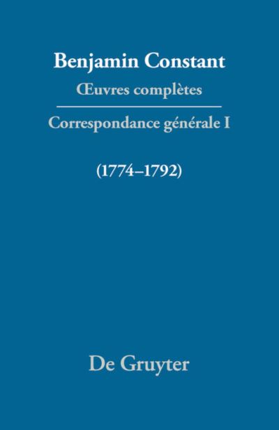 Cover for Benjamin Constant · Correspondance ge?ne?rale (Book) (1993)