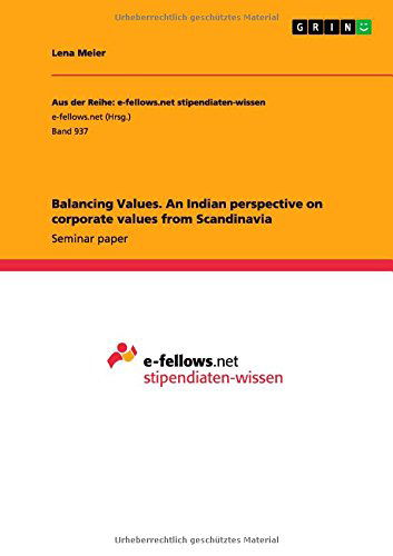 Cover for Meier · Balancing Values. An Indian persp (Book) (2014)