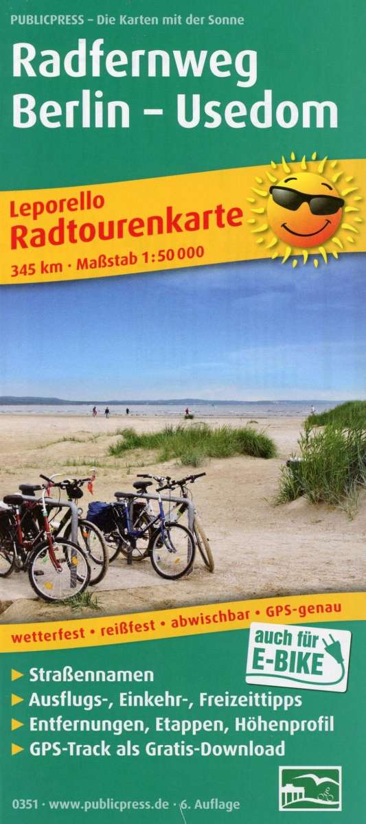 Cover for Publicpress · Long-distance cycle route Berlin - Usedom 1:50,000, Leporello cycle tour map (Kartor) (2018)