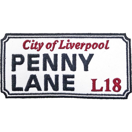 Road Sign Standard Woven Patch: Penny Lane Liverpool Sign - Road Sign - Merchandise -  - 5056368600517 - 