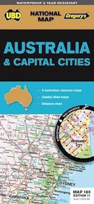 Cover for UBD Gregory's · Australia &amp; Cities Map 180 11th ed (waterproof) (Landkart) [Eleventh Edition, New edition] (2016)