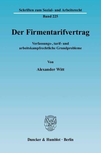 Cover for Witt · Der Firmentarifvertrag. (Book) (2004)