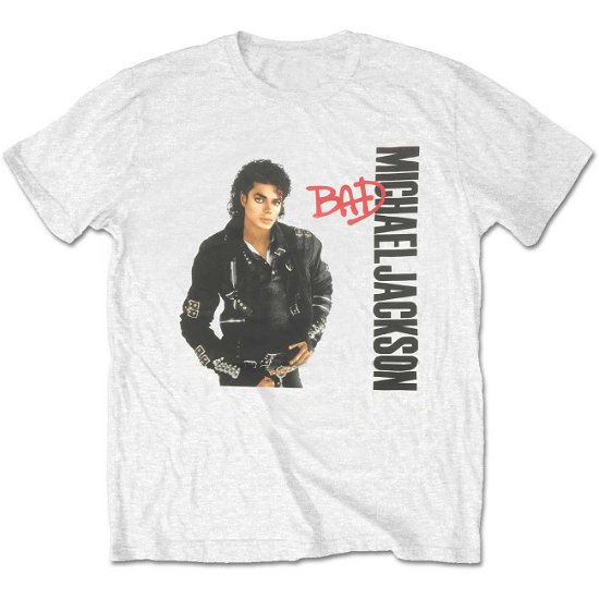 Cover for Michael Jackson · Michael Jackson Unisex T-Shirt: Bad (T-shirt) [size L] [White - Unisex edition]