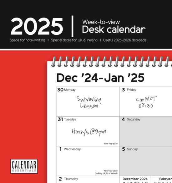 Cover for Carousel Calendars · Essential Week-to-View Easel Desk Calendar 2025 (Pocketbok) (2024)