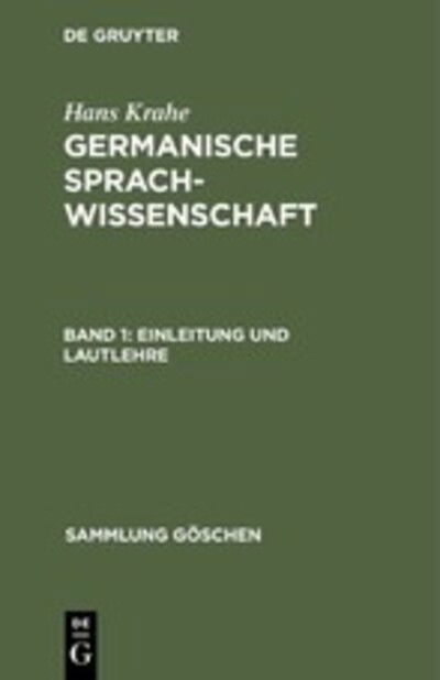 Cover for Hans Krahe · Einleitung und Lautlehre (Hardcover Book) (1960)