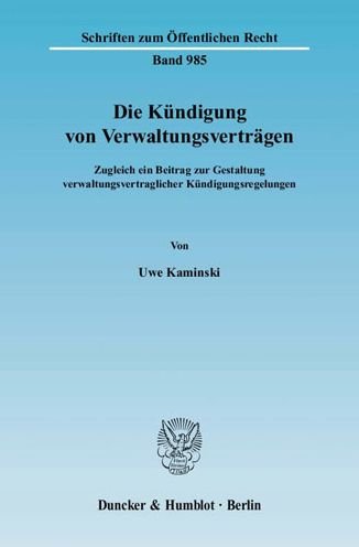 Cover for Kaminski · Die Kündigung von Verwaltungsv (Bog) (2005)