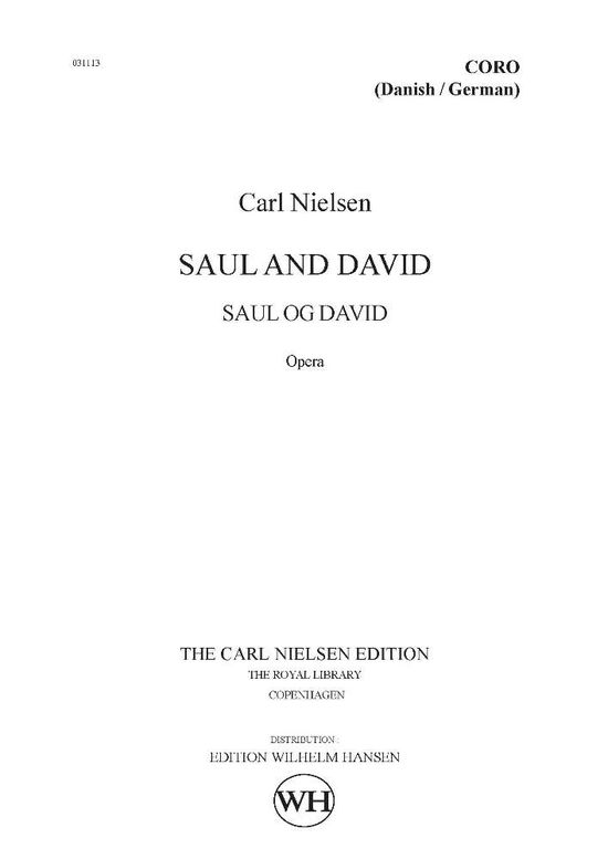 Saul og David - Carl Nielsen - Kirjat - Edition Wilhelm Hansen - 9788759883518 - keskiviikko 3. tammikuuta 2001