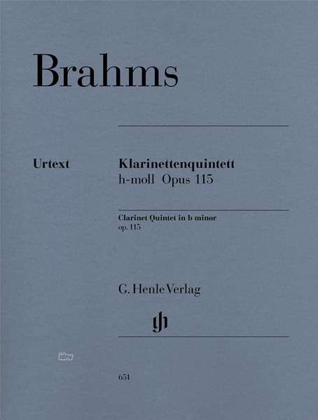 Klarinettenq.h-moll op.115.HN651 - Brahms - Bücher - SCHOTT & CO - 9790201806518 - 6. April 2018