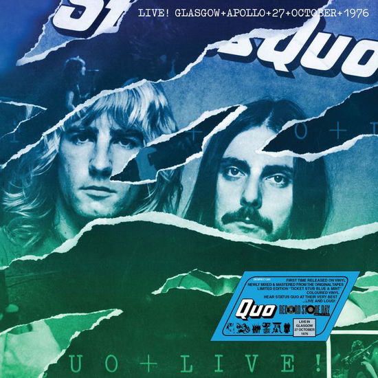 Cover for Status Quo · Live In Glasgow 27th October 1976 Night 1 (140g Ticket Stub Mint and Blue vinyl) (LP) [RSD 2025 edition] (2025)