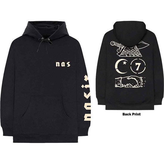 Nas Unisex Pullover Hoodie: Symbols (Back Print) - Nas - Koopwaar -  - 5056170663519 - 