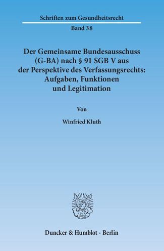 Cover for Kluth · Der Gemeinsame Bundesausschuss (G (Book) (2015)