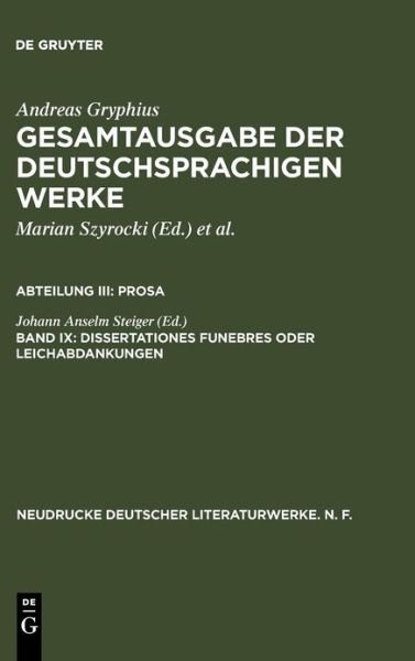 Cover for Gryphius · Gesamtausgabe.09 (Buch) (2007)