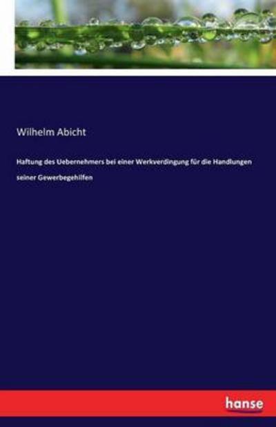 Cover for Abicht · Haftung des Uebernehmers bei ein (Book) (2016)