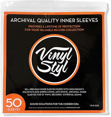 Vinyl Styl® 12 Inch Archival Inner Record Sleeves - HDPE-Lined - 50 Count (White) - Vinyl Styl - Music -  - 0762185031520 - July 5, 2023