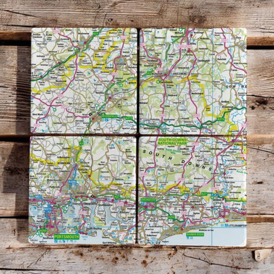 Cover for OS Map Ceramic Four Coaster Set - South Downs National Park (MERCH) (2025)