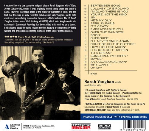With Clifford Brown / in the Land of Hi-fi - Vaughan,sarah / Brown,clifford - Musique - AMERICAN JAZZ CLASSICS - 8436559467520 - 28 février 2020