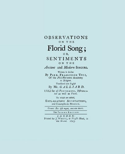 Cover for Pier Francesco Tosi · Observations on the Florid Song. (Facsimile of 1743 English Edition. Printing Two Up). (Paperback Book) [Reprint of 1743 Ed edition] (2010)