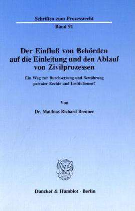 Cover for Brenner · Der Einfluß von Behörden auf di (Book) (1989)