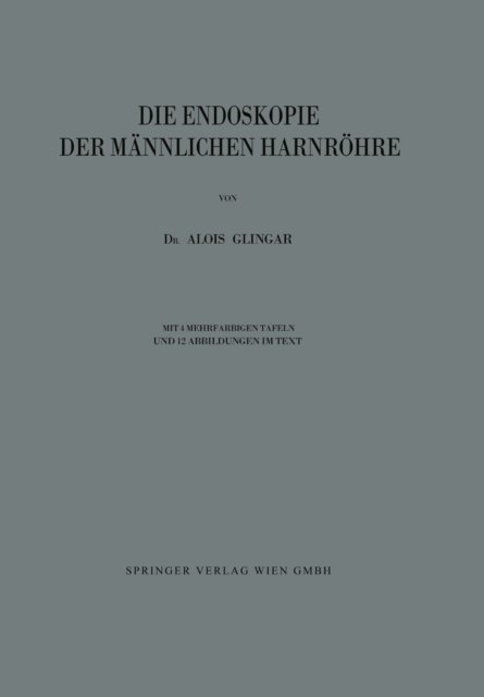 Cover for Alois Glingar · Die Endoskopie Der Mannlichen Harnroehre (Pocketbok) [1924 edition] (1924)