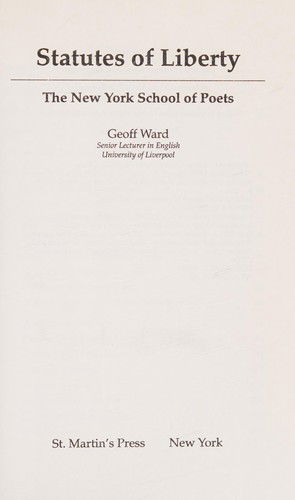 Cover for Geoff Ward · Statutes of liberty (Book) (1993)