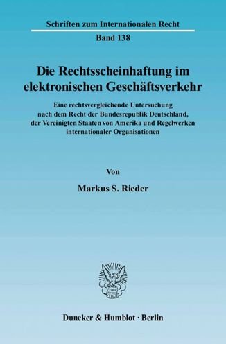 Cover for Rieder · Die Rechtsscheinhaftung im elekt (Bog) (2004)