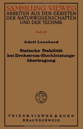 Cover for Adolf Leonhard · Statische Stabilitat Bei Drehstrom-Hochleistungsubertragung - Sammlung Vieweg (Paperback Book) [1942 edition] (1942)