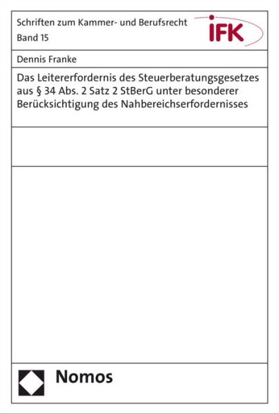 Cover for Franke · Das Leitererfordernis des Steuer (Bok) (2015)