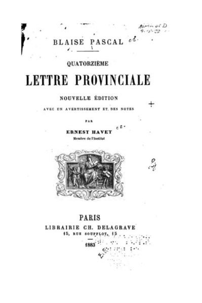 Cover for Blaise Pascal · Quatorzieme Lettre Provinciale (Paperback Book) (2015)
