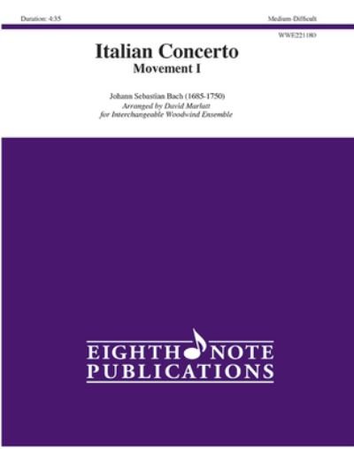 Cover for Johann Sebastian Bach · Italian Concerto Movement I (Paperback Book) (2022)
