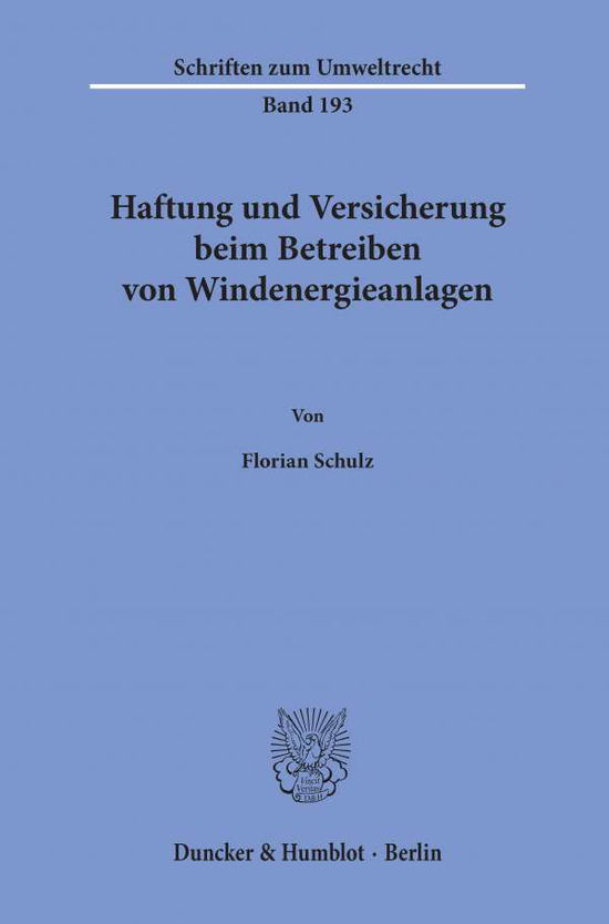 Cover for Schulz · Haftung und Versicherung beim Be (Book) (2020)