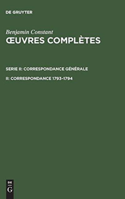 Cover for Benjamin Constant · Correspondance ge?ne?rale (Book) (1998)