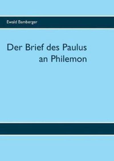 Cover for Bamberger · Der Brief des Paulus an Phile (Book) (2017)