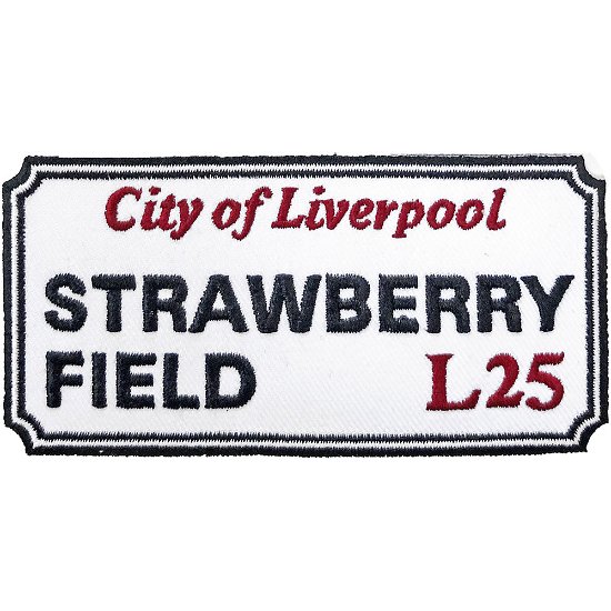 Road Sign Standard Woven Patch: Strawberry Field Liverpool Sign - Road Sign - Koopwaar -  - 5056368600524 - 