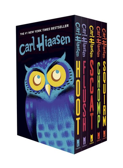 Cover for Carl Hiaasen · Hiaasen 5-Book Trade Paperback Box Set: Hoot; Flush; Scat; Chomp; Squirm (Book) (2020)