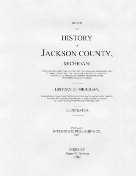 Cover for James N Jackson · Index to Deland's History of Jackson County, Michigan (Pocketbok) (2013)