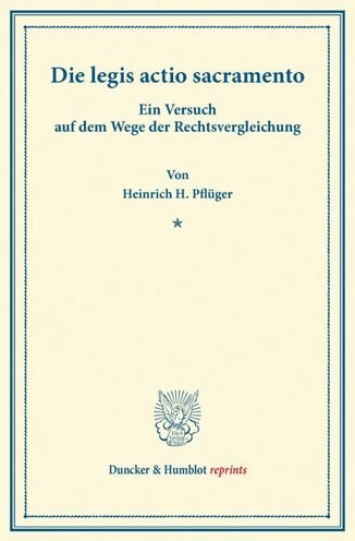 Cover for Pflüger · Die legis actio sacramento. (Book) (2013)