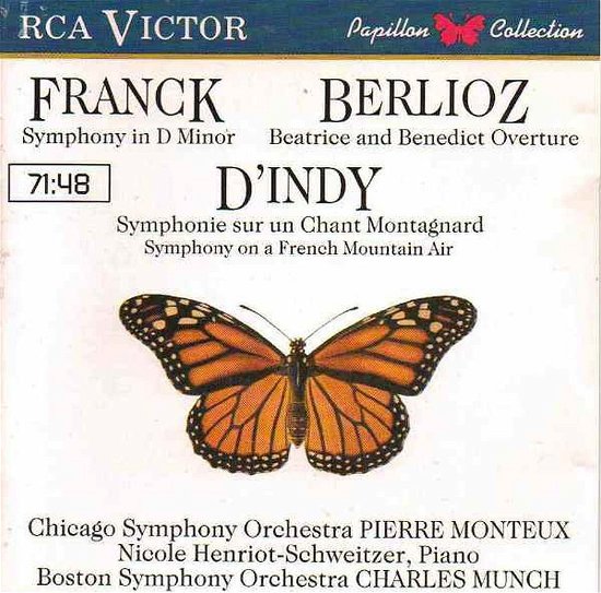 Cover for Chicago Symphony Orchestra / Monteux / Henriot-schweitzer / Bso · Symphony in D Minor  / Works by D'indy / Beatrice and Benedict Overture (CD) (1988)