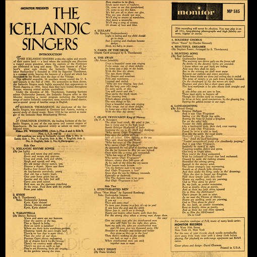 Cover for Icelandic Singers · The Icelandic Singers (CD) (2012)