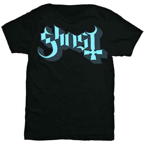 Ghost Unisex T-Shirt: Blue / Grey Keyline Logo - Ghost - Produtos - Global - Apparel - 5055295344525 - 8 de janeiro de 2020