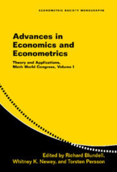 Cover for Richard Blundell · Advances in Economics and Econometrics: Volume 1: Theory and Applications, Ninth World Congress - Econometric Society Monographs (Hardcover Book) (2006)