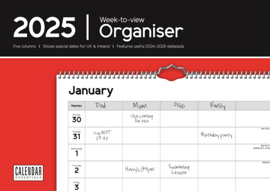 Cover for Carousel Calendars · Essential Organiser Week-to-View Planner A4 Calendar 2025 (Kalender) (2024)