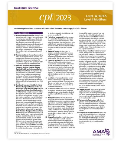 Cover for American Medical Association · CPT and HCPCS Level II 2023 Express Reference Coding Card Modifiers (Book) (2022)