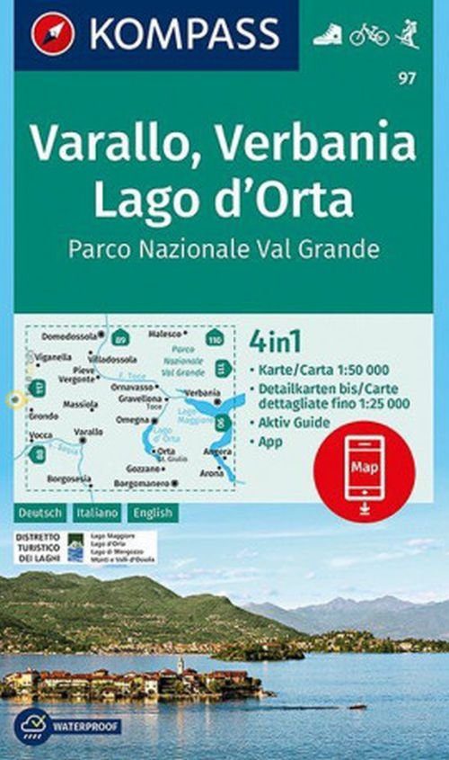 Cover for Mair-Dumont / Kompass · Varallo, Verbania, Lago d'Orta, Parco Nazionale Val Grande, Kompass Wandern- Rad- &amp; Ski-karte 97 (Print) (2019)