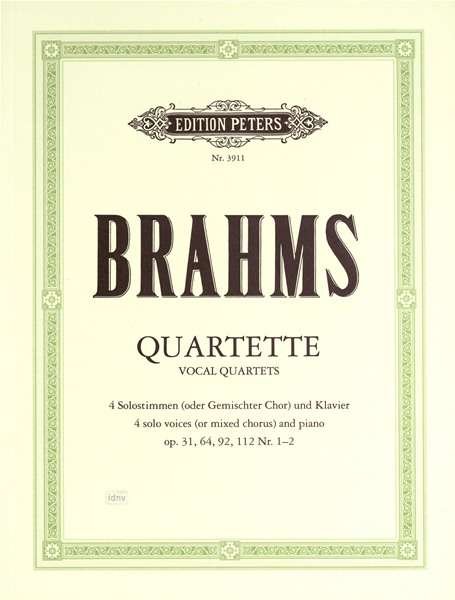 Quartets, in 3 volumes, Vol.1 - Brahms - Books - Edition Peters - 9790014019525 - April 12, 2001