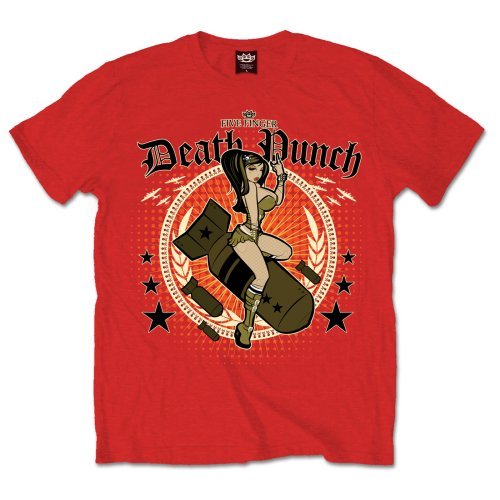 Cover for Five Finger Death Punch · Five Finger Death Punch Unisex T-Shirt: Bomber Girl (T-shirt) [size S] [Red - Unisex edition] (2015)