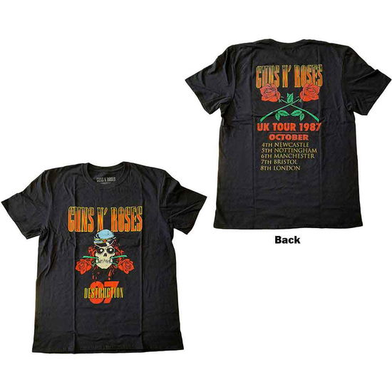 Guns N' Roses Unisex T-Shirt: UK Tour '87 (Back Print) - Guns N Roses - Mercancía -  - 5056561023526 - 