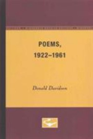 Cover for Donald Davidson · Poems, 1922-1961 (Paperback Bog) [Minne edition] (1966)