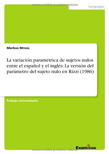 Cover for Mross · La variación paramétrica de sujet (Bok) [Spanish edition] (2012)